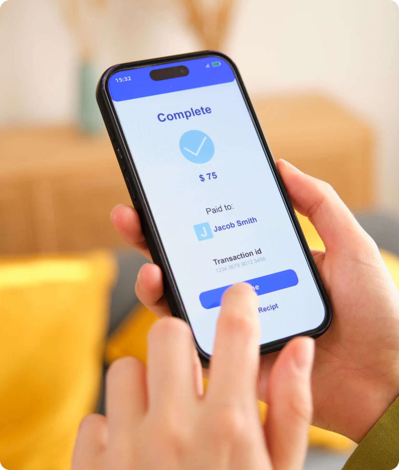 Person using payment app